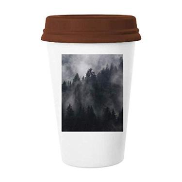 Imagem de Caneca de cerâmica Dark Forest Mountain Fog Mist Caneca de vidro bebendo cerâmica copo