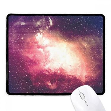 Imagem de Mousepad rosa nebulosa Golden Planet lindo estética borda costurada tapete de borracha para jogos