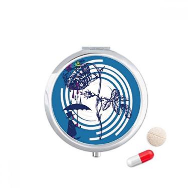 Imagem de Plant Leaves Chapéu de guarda-chuva rosa estojo de comprimidos de flores, caixa de armazenamento de medicamentos dispensador de recipiente