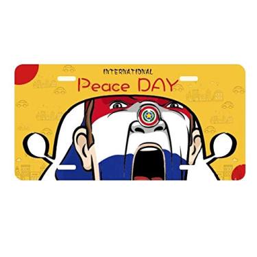 Imagem de DIYthinker Bandeira do Paraguai para maquiagem, placa de automóvel, decoração de carro, dia da paz