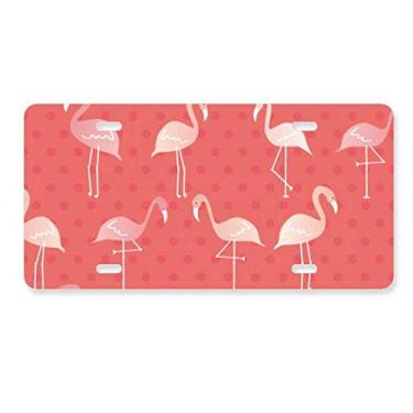 Imagem de DIYthinker Etiqueta de aço inoxidável para decoração de placa de licença cor rosa com estampa de flamingo