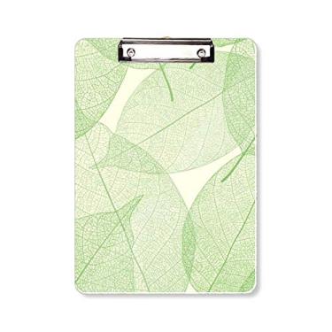 Imagem de Folhas verdes brancas padrão ilustração prancheta pasta bloco de escrita placa de apoio A4