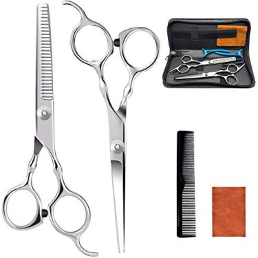 Imagem de Corte cabelo, tesoura corte cabelo, tesoura cabeleireiro, tesoura barbeiro, tesoura repicar salão barbeiro, tesoura aço inoxidável com pente corte cabelo