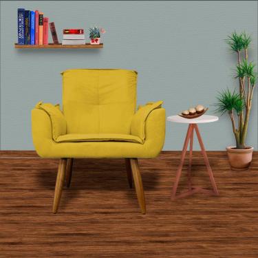 Imagem de Kit 2 Poltronas Decorativas Estofadas Pés Palito Emília Plus Suede Mostarda - LM DECOR