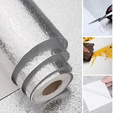 Imagem de Forro Protetor Adesivo para Gavetas Armários Cozinha Bancada Manta Impermeável Alumínio 15metros x 40cm (Relevos)