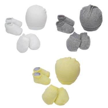 Imagem de Kit Touca Luva Pantufa Menino Menina2 Kit Maternidade Touca Luva Meia Bebe Enxoval Menino Recem Nascido Gorro Pantufa Inverno Infantil