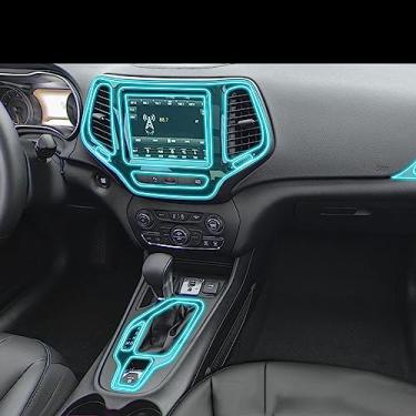 Imagem de LAVIYE carro Interior GPS navegador central console terno transparente PPF-TPU película protetora Anti-risco filme, para Jeep Cherokee 2019-2023