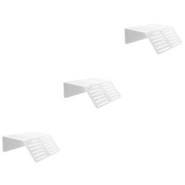 Imagem de Balacoo 3 Pecas Suporte De Tartaruga De Plástico Acessórios De Mesa Recipientes De Plástico Terrário De Plástico Tartaruga De Brinquedo Terraço De Tartaruga Tanque Área De Trabalho Branco