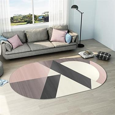 Imagem de Tapete Sala Quarto Tapete de área geométrica moderna oval, carpete para quarto, sala de estar, 2,6 x 3,9 pés Tapetes de Área (Color : C, Size : 2.6X3.9 ft)