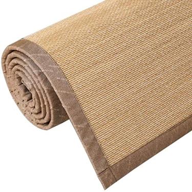 Imagem de Tapete de corredor longo de bambu, tapetes de área tecidos à mão, tapete de verão, almofadas de rolo, antiderrapante, capacho neutro natural, 14 mm de espessura, fácil de limpar (cor: marrom claro,