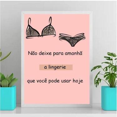 Imagem de Quadro Decorativo Frase Lingerie 33X24Cm Preta