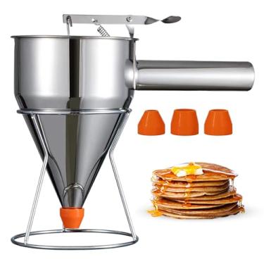 Imagem de Distribuidor de massa para panquecas,Dispensador de massa | Distribuidor de bolo funil de aço inoxidável de 4 calibres com suporte - Acessórios de panificação para cupcakes, waffles ou qualquer Hixip