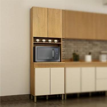 Imagem de Armário Paneleiro Nicho 4 Portas Dakota Cinamomo/off White