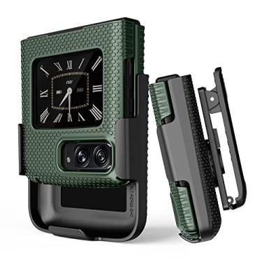 Imagem de Capa com clipe para Motorola RAZR 2022, capa protetora BELTRON Snap-On e combo de coldre de cinto giratório com suporte embutido para celular Moto RAZR 3 5G Flip (3ª geração) XT2251-1 (verde)