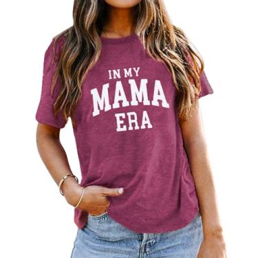 Imagem de Camiseta Women in My Mom Era Presente Mamãe Dia das Mães Funny Graphic Mom Camiseta Casual Manga Curta Tops, P4-vinho, G