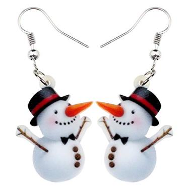 Imagem de DALANE Brincos de Natal de acrílico adorável boneco de neve com pingente de joias modernas, presentes para mulheres e meninas, 29mm x 24mm, Acrílico, Sem pedra preciosa