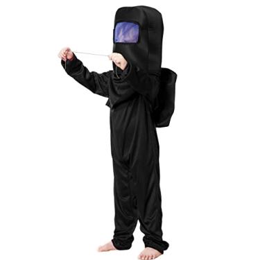 Imagem de Noucher Kids Astronaut Costume Game Space Suit Red Jumpsuit Halloween Backpack Cosplay Costumes for Boys Kids Girls Aged 3-10(Tag XL(9-10T), Black)