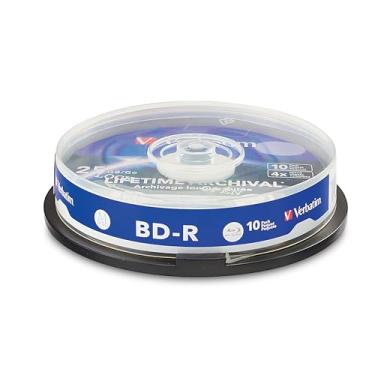 Imagem de Verbatim M DISC BD-R 25GB 4X Lifetime Archival White Inkjet Hub Printable Blank Blu-Ray Gravável Media – Pacote com 10 eixos