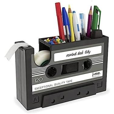 Imagem de Estojo criativo para suporte de caneta de fita adesiva, dispensador de fita cassete retrô, recipiente de armazenamento de papelaria de escritório, para escritório, casa, escola, presente exc