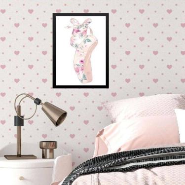 Imagem de Quadro Infantil Menina Sapatilha De Balé 33X24Cm - Com Vidro