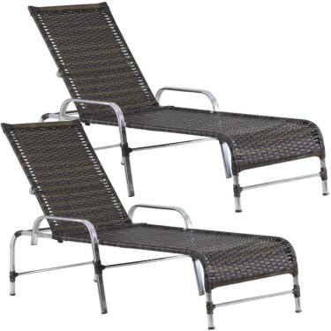 Imagem de Kit 2 Espreguiçadeiras Catar Em Alumínio Pedra Ferro
