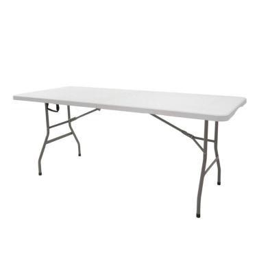 Imagem de Mesa Dobrável Retangular Cusco Fratini 122 cm (largura) Tampo Plástico HDPE Branco Base Aço Carbono