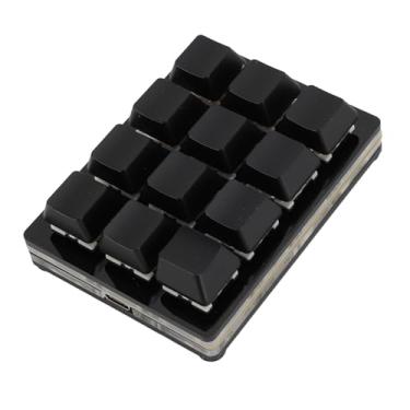 Imagem de Teclado Mecânico para Jogos de 12 Teclas, Teclado de Uma Mão USB C Com Fio Teclado Programável e Hot Swappable, Teclado Macro Programável Com Interruptor Vermelho (Preto)