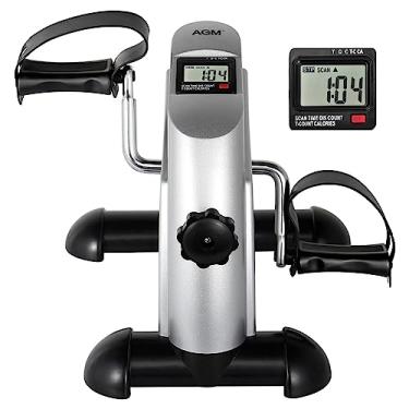 Imagem de Mini bicicleta ergométrica, AGM embaixo da mesa, pedal de bicicleta, exercitador para peddler de braço e perna, com telas LCD (prata)