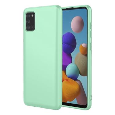 Imagem de EUAGVQY Capa para Galaxy A31 Samsung A31, capa de telefone de silicone líquido, proteção total forro de microfibra macia antiarranhões à prova de choque, capa protetora para Samsung Galaxy A31, Matcha