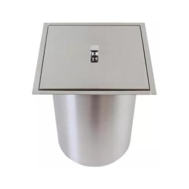 Imagem de Lixeira Pia Cozinha Embutir 5 Litros Inox Quadrada Escovada