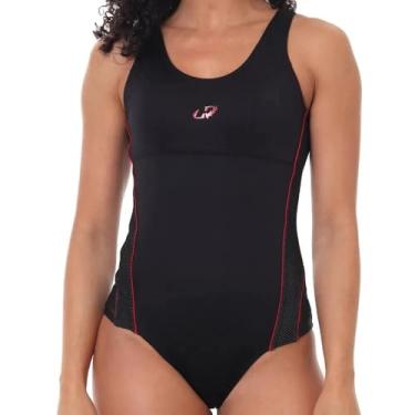 Imagem de Maiô Helanca Com Detalhes para Natação e Hidroginástica, Hammerhead, Preto/Preto/Pitanga, XGG