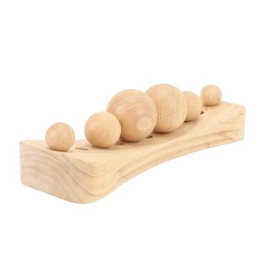 Imagem de Maca de Massagem de Madeira para Pescoço, Ombro, Costas, Quadril e Cintura, Ferramenta de Tração para Liberação Muscular Profunda, Com 6 Bolas e 11 Furos, Madeira de Faia