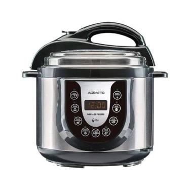Imagem de Panela de Pressão Elétrica 4L Agratto 800W - 220V, Preto e Prata, 220V