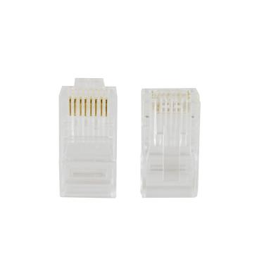 Imagem de Plugue RJ-45 EVUS CAT5E UTP 8X8 Transparente Pacote com 100