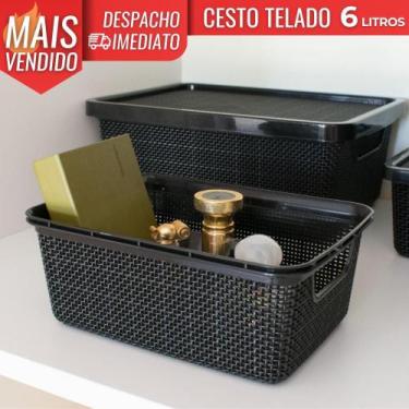 Imagem de Cesto Organizador Jutta c/ Tampa Quarto Lavanderia 6L - Arqplast