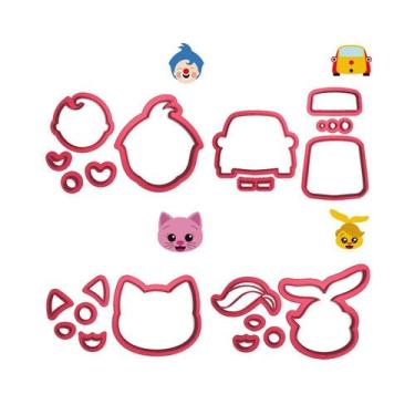 Imagem de Kit 4 Cortadores Circo Carro Coelha Gata Plim Plim - DOCE IMPRESSO, 6,
