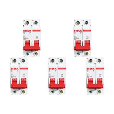 Imagem de Kit C/5 - Disjuntor Steck Din Bipolar 50A Sd62 3Ka