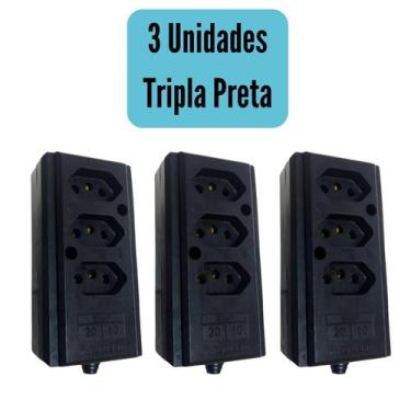 Imagem de Kit C/3 Und Tomada Tripla 10a/20a Régua P/ Extensão 2P+T - Eletro Salv