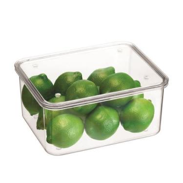 Imagem de Cesto organizador de geladeira com tampa de 2,7 litros cristal - ARTHI