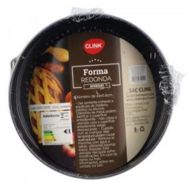 Imagem de Forma Assadeira Bolo Torta Redonda Fundo Removível Metálica 24 cm Clin