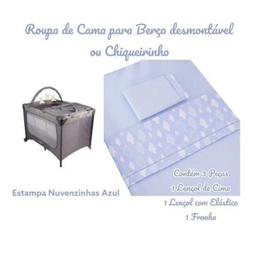 Imagem de Kit Roupa de Cama para Berço Desmontável Portátil Chiqueirinho 3 Peças
