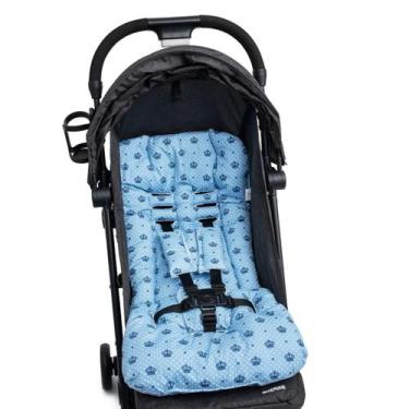 Imagem de Almofada Para Carrinho de Bebê Universal - Coroinha Azul - CLICK TUDO