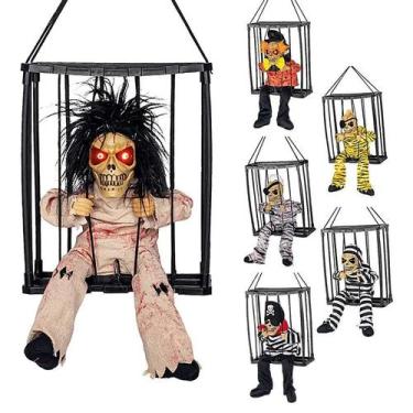 Imagem de Caveira Decoração Prisioneiro Luz Movimento E Som Halloween - Bela Imp