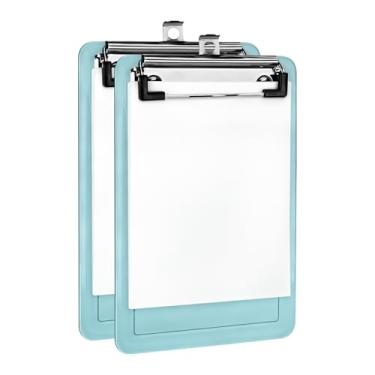 Imagem de Acrimet Prancheta Slip (12x18,5cm) com Prendedor Metálico Wire Clip e Papel Branco 50fls A6 - Kit com 2 Unidades, Cor Verde Clear