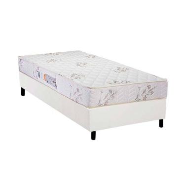 Imagem de  Cama Box Solteiro: Colchão Espuma Luckspuma D33 Supreme + Base CRC Courano White(88x188)