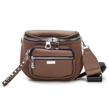 Imagem de Bolsa Feminina Couro Marrom Pochete Premium - JOHN SCOTT