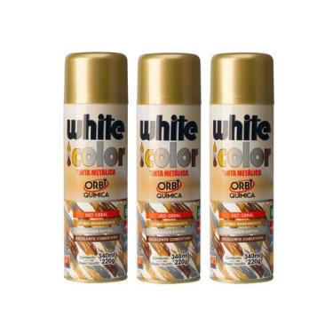 Imagem de Kit 3 tinta spray dourado white color 340ml uso geral - ORBI, Tinta Sp