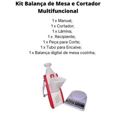 Imagem de Kit Cortador Fatiador Legumes e Balança Precisão Mesa 10 kg - Cumaru