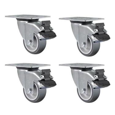 Imagem de 4 Rodizio Giratório PVC 3 POL até 60kg com Freio GL312BP SCHIOPPA