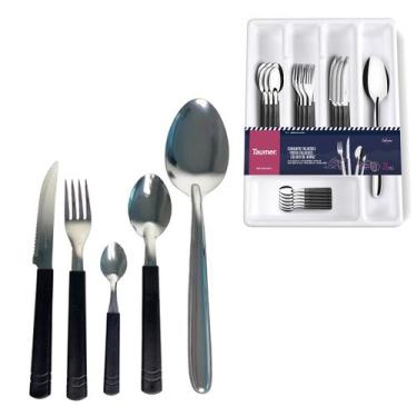 Imagem de Faqueiro Inox 26 Peças Jogo Talheres Conjunto Com Organizador Gaveta -